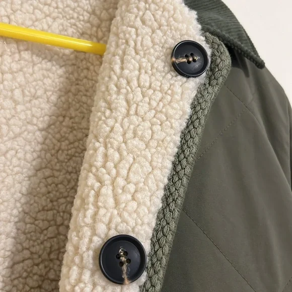 Free people Arnelle Teddy Reversible Olive Green Quilted Jacket size M NWOT